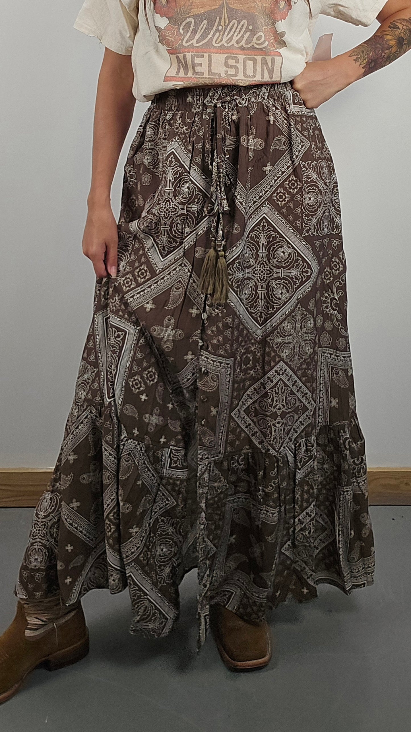 Boho Print Maxi Skirt