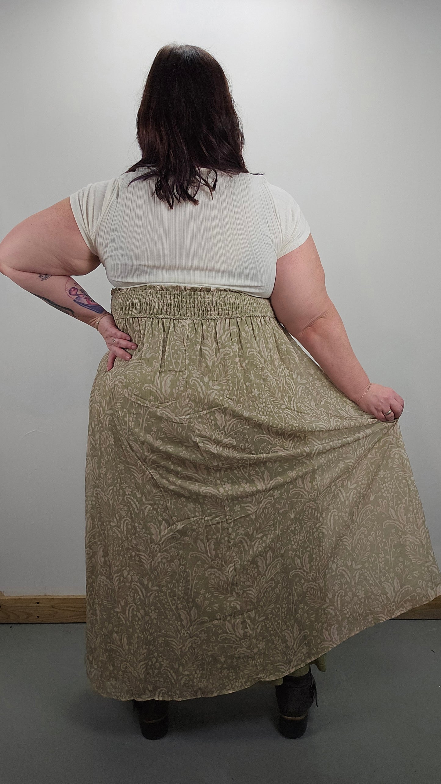 Sage Button Down Maxi Skirt PLUS