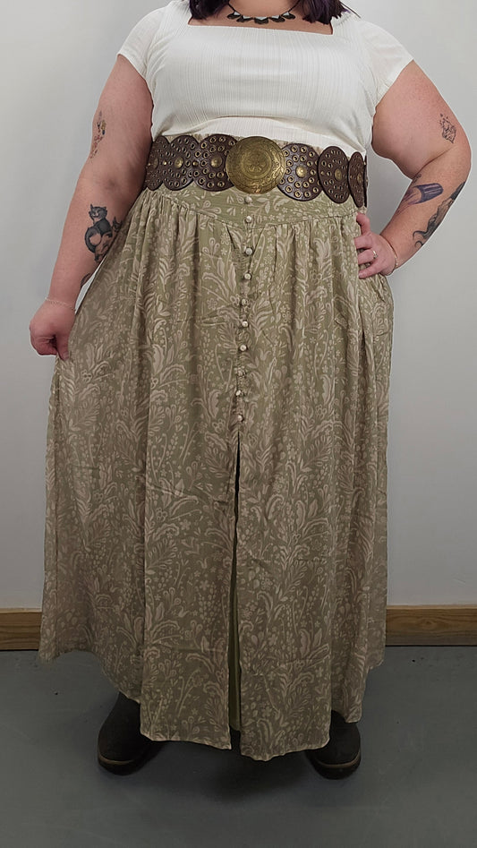 Sage Button Down Maxi Skirt PLUS