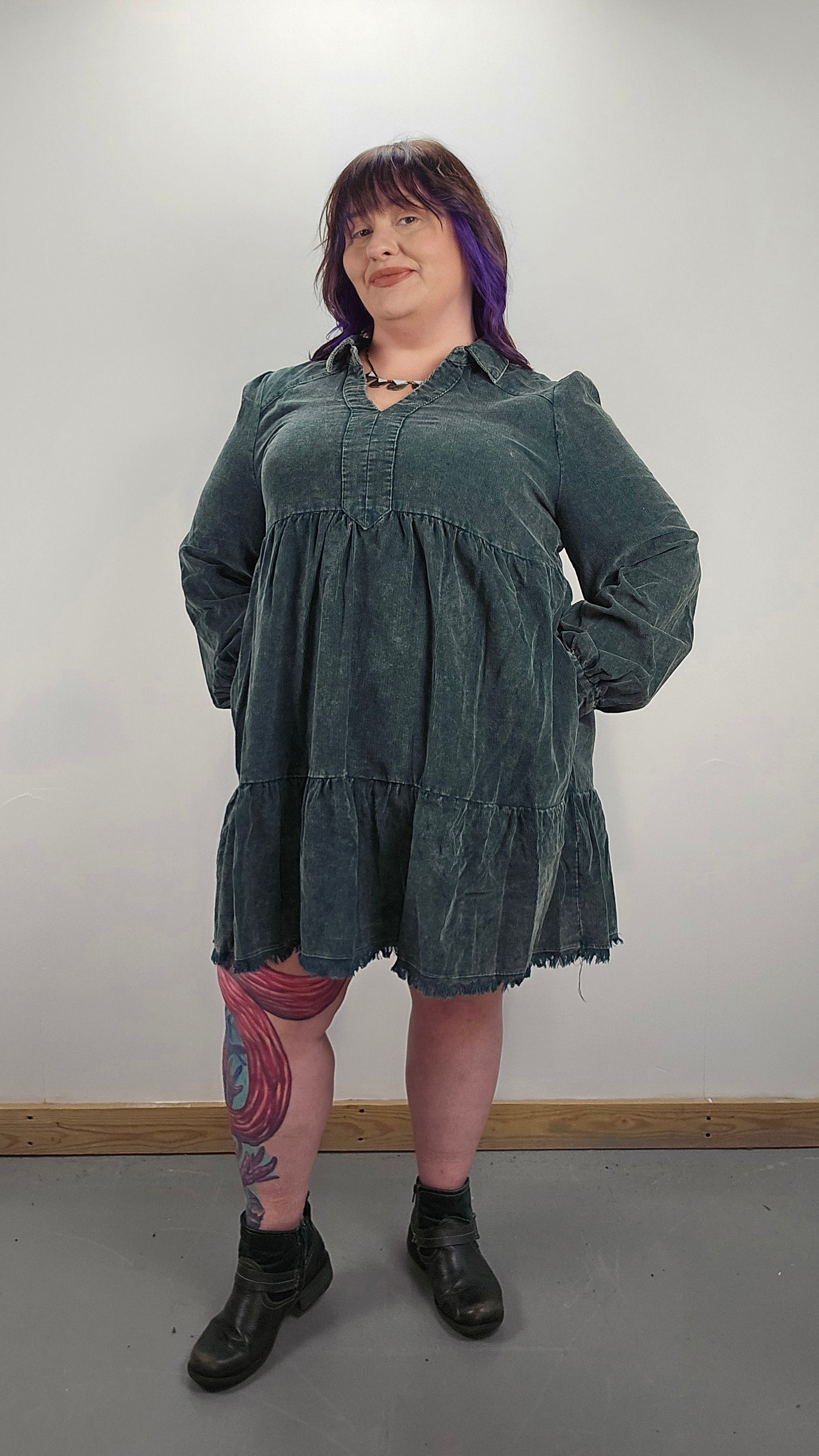 Mineral Wash Corduroy Dress PLUS
