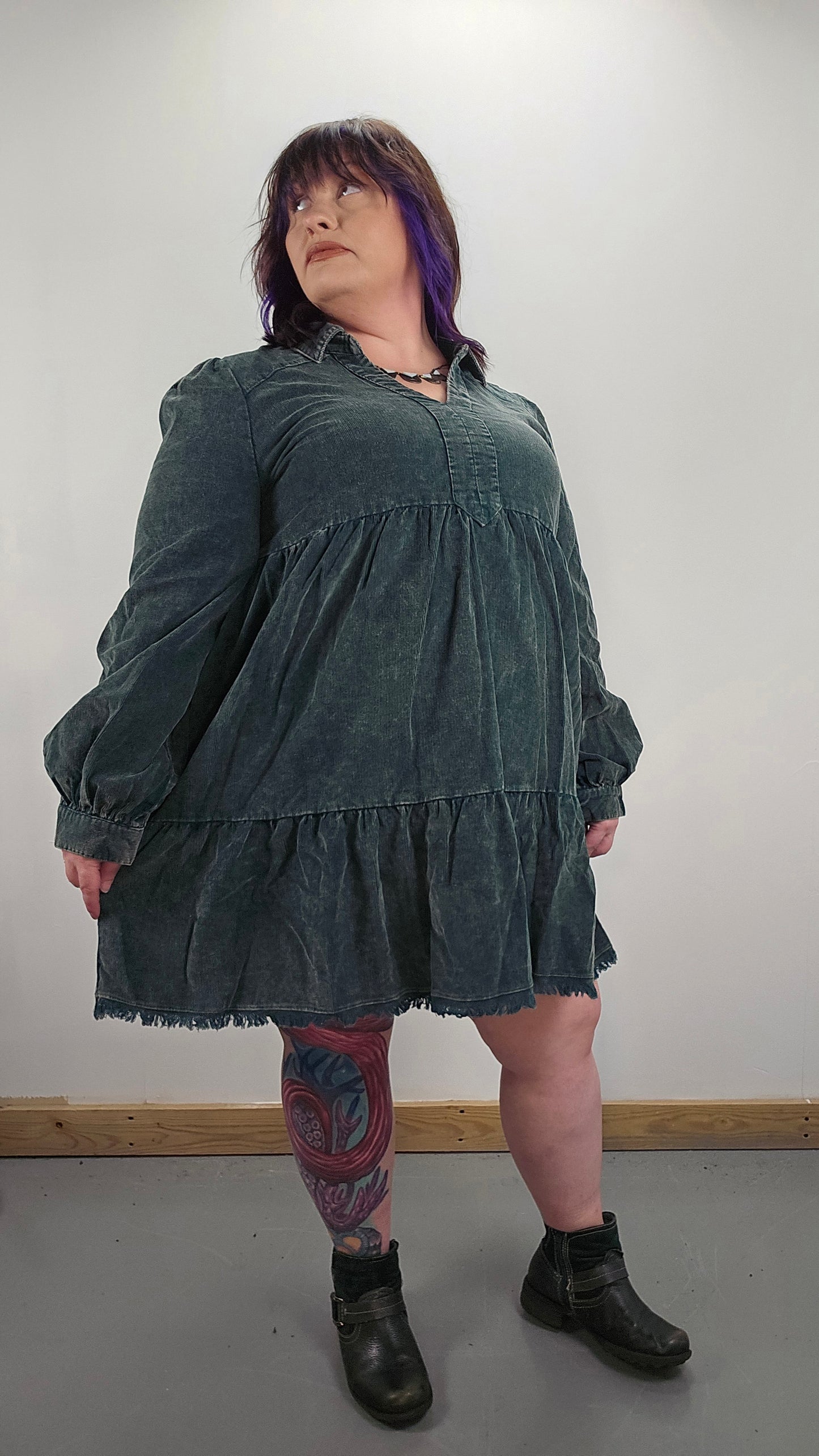 Mineral Wash Corduroy Dress PLUS