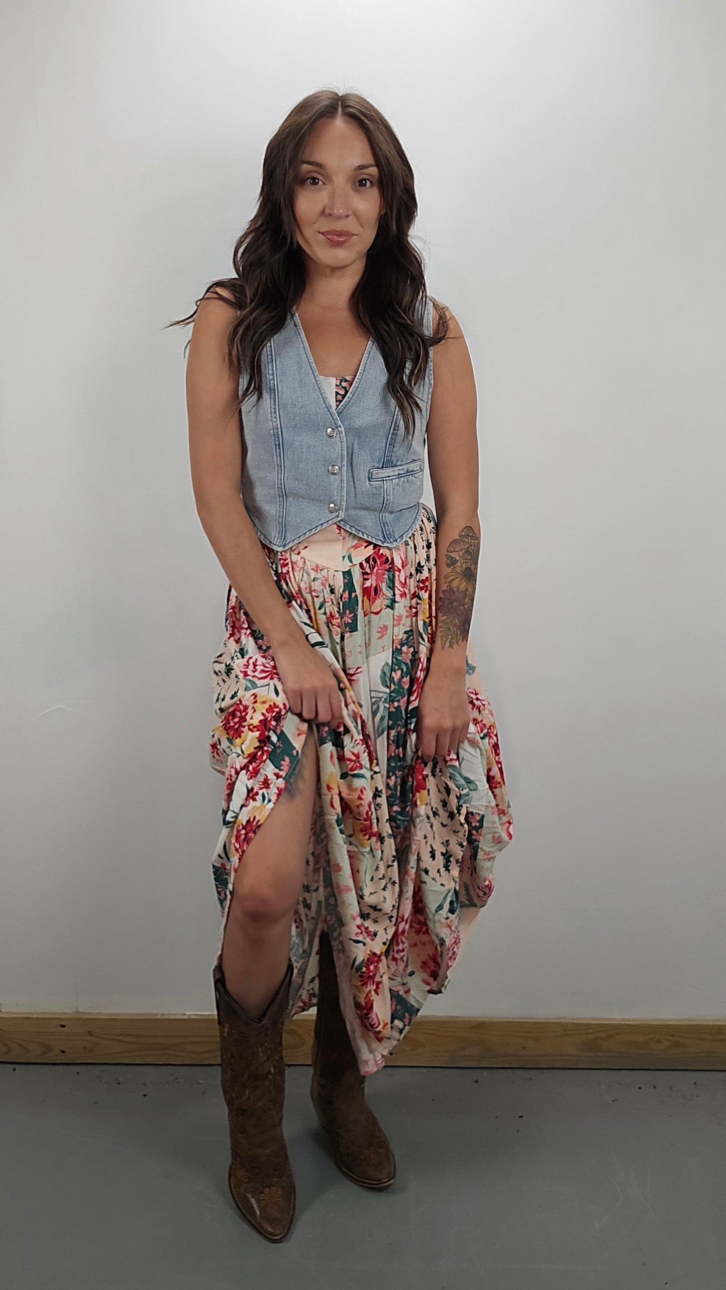 Floral Patchwork Midi Dress