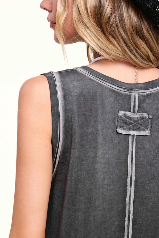 Raw Edge V-Neck Tank Top
