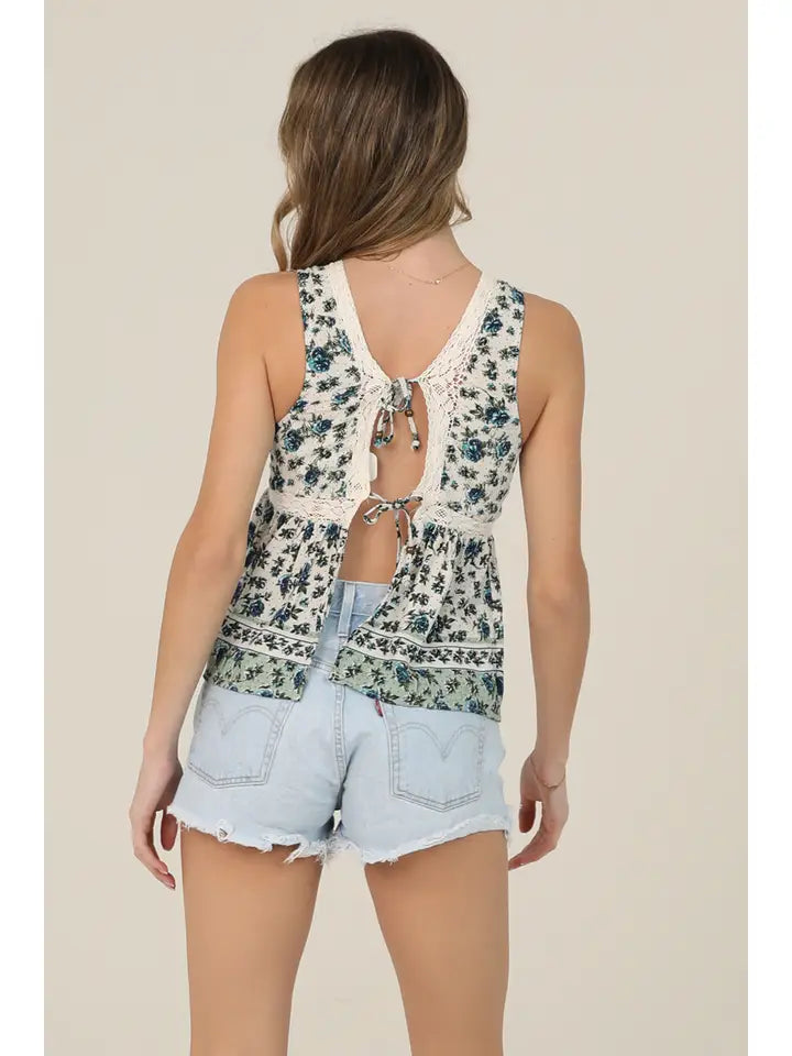 Bluebell Lace Open Tie Back Tank