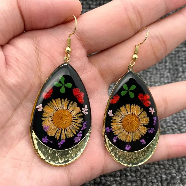 Floral Drop Resin Earrings