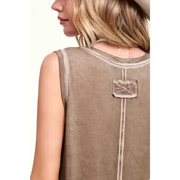 Raw Edge V-Neck Tank Top
