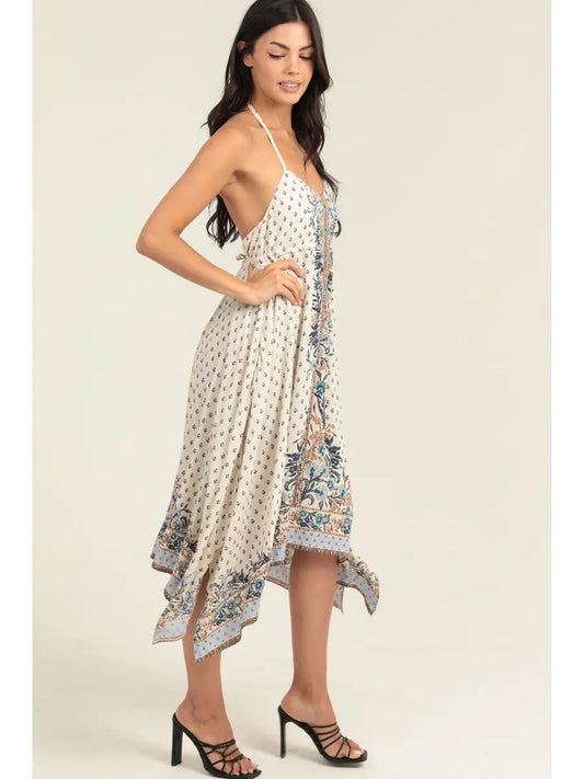 Blue Skies Halter Midi Dress