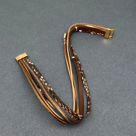 Magnetic Clasp Leather Wrap Bracelet