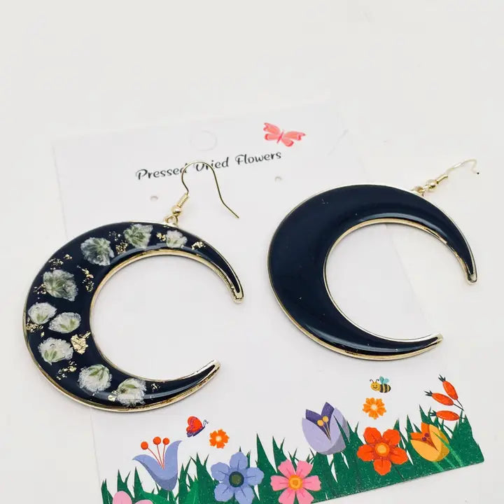 Floral Moon Earrings