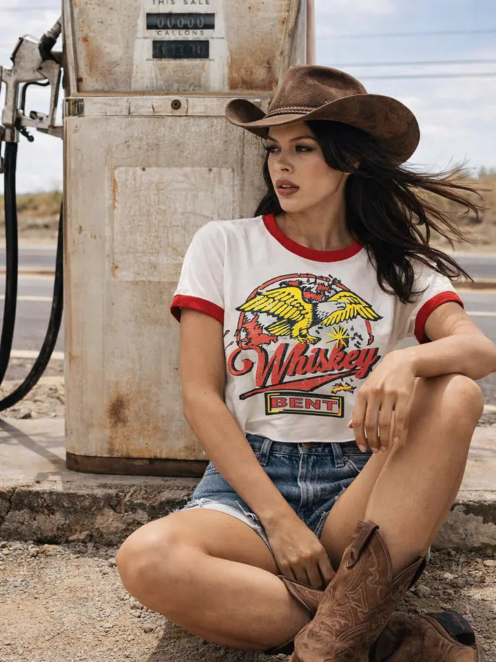 Whiskey Bent Ringer Crop Tee