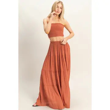 Canyon Breeze Smocked Two Piece Skirt Set