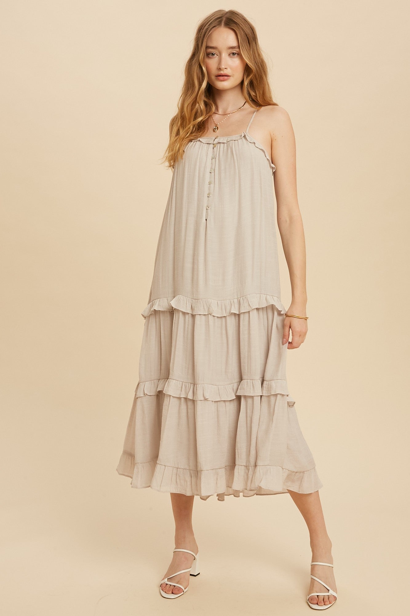 Ruffle Loose Fit Midi Dress