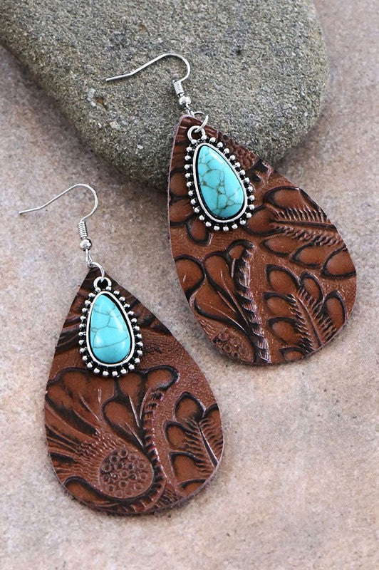 Boho Teardrop Leather Earrings