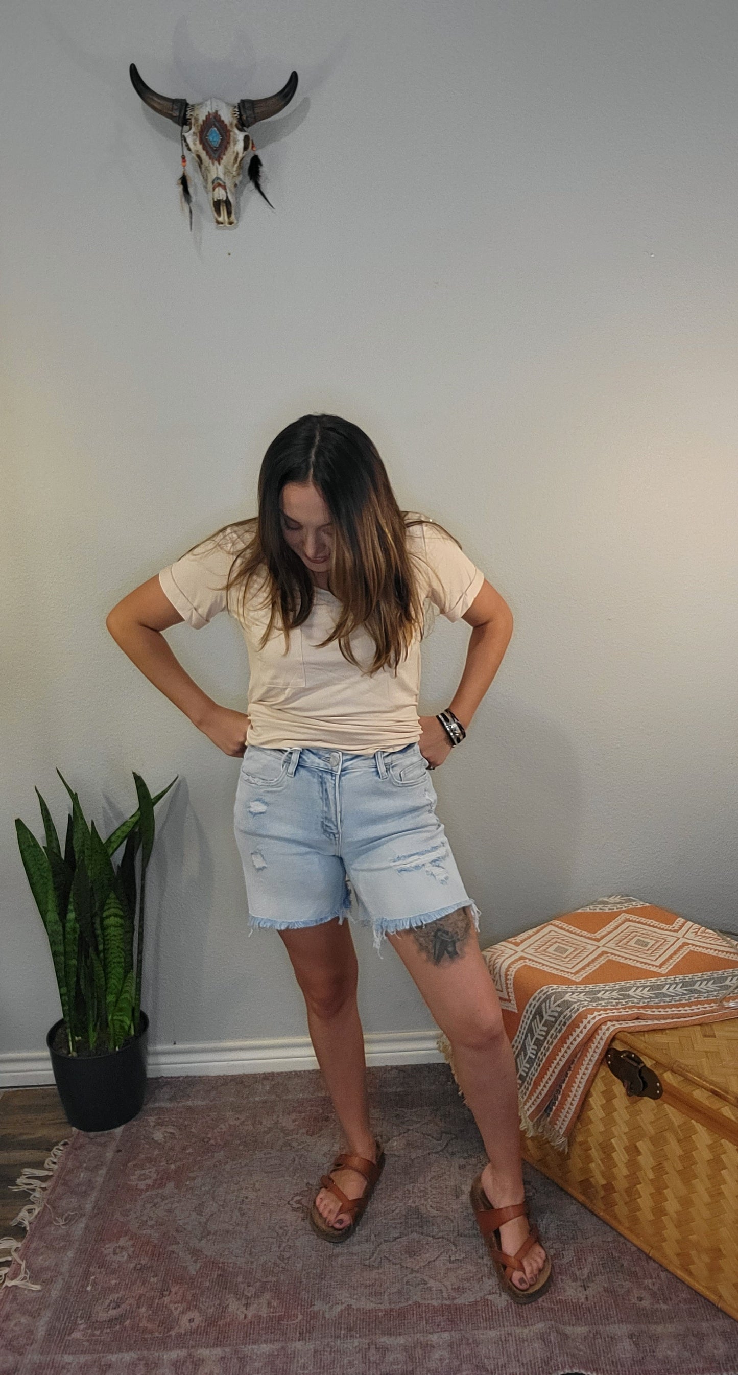 Mid Rise Vintage Midi Shorts