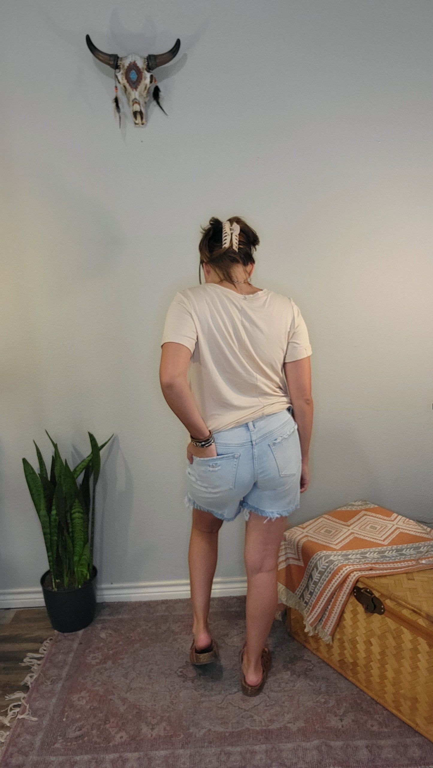 Mid Rise Vintage Midi Shorts