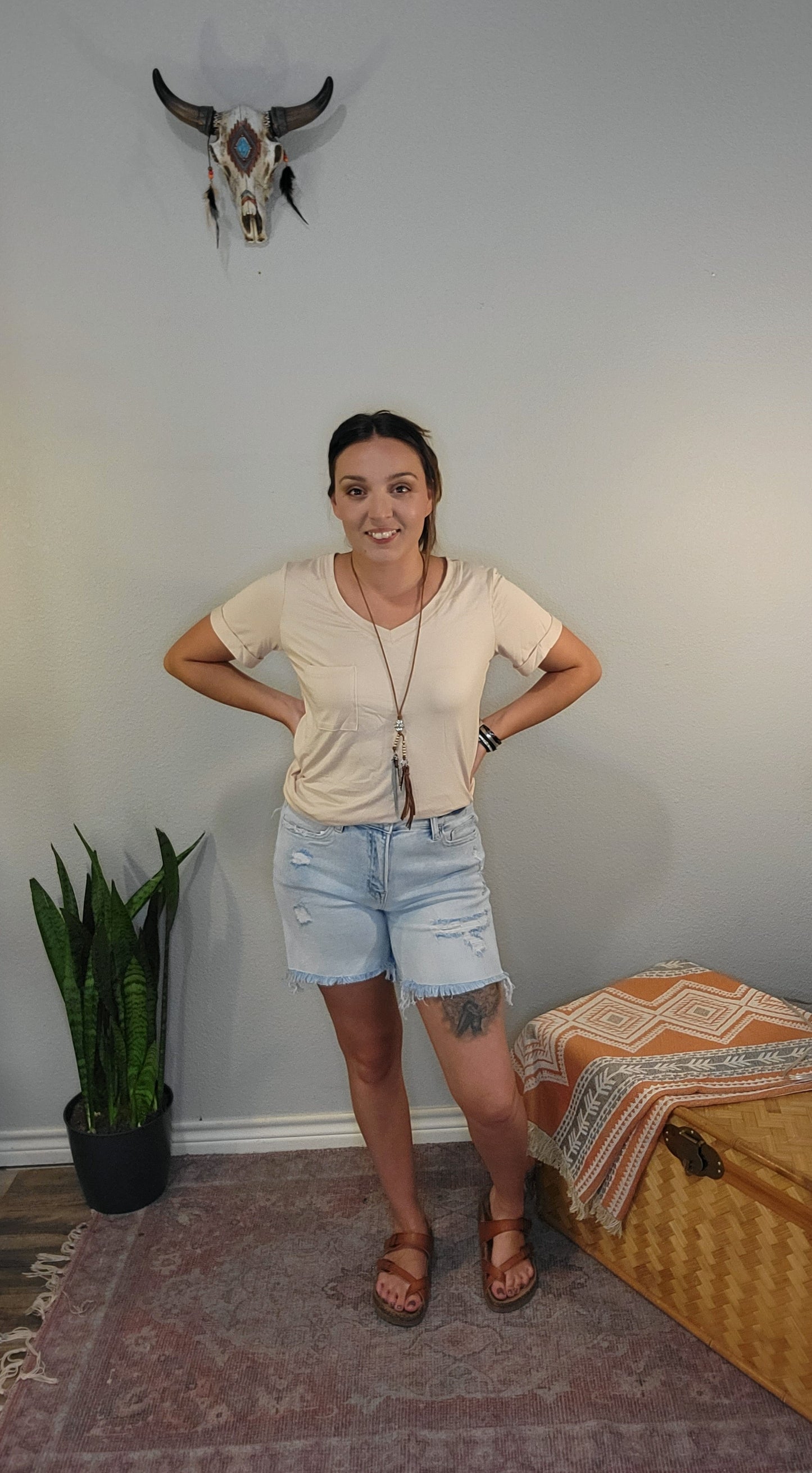 Mid Rise Vintage Midi Shorts