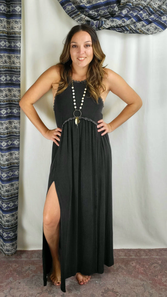 Babydoll Slit Maxi Dress