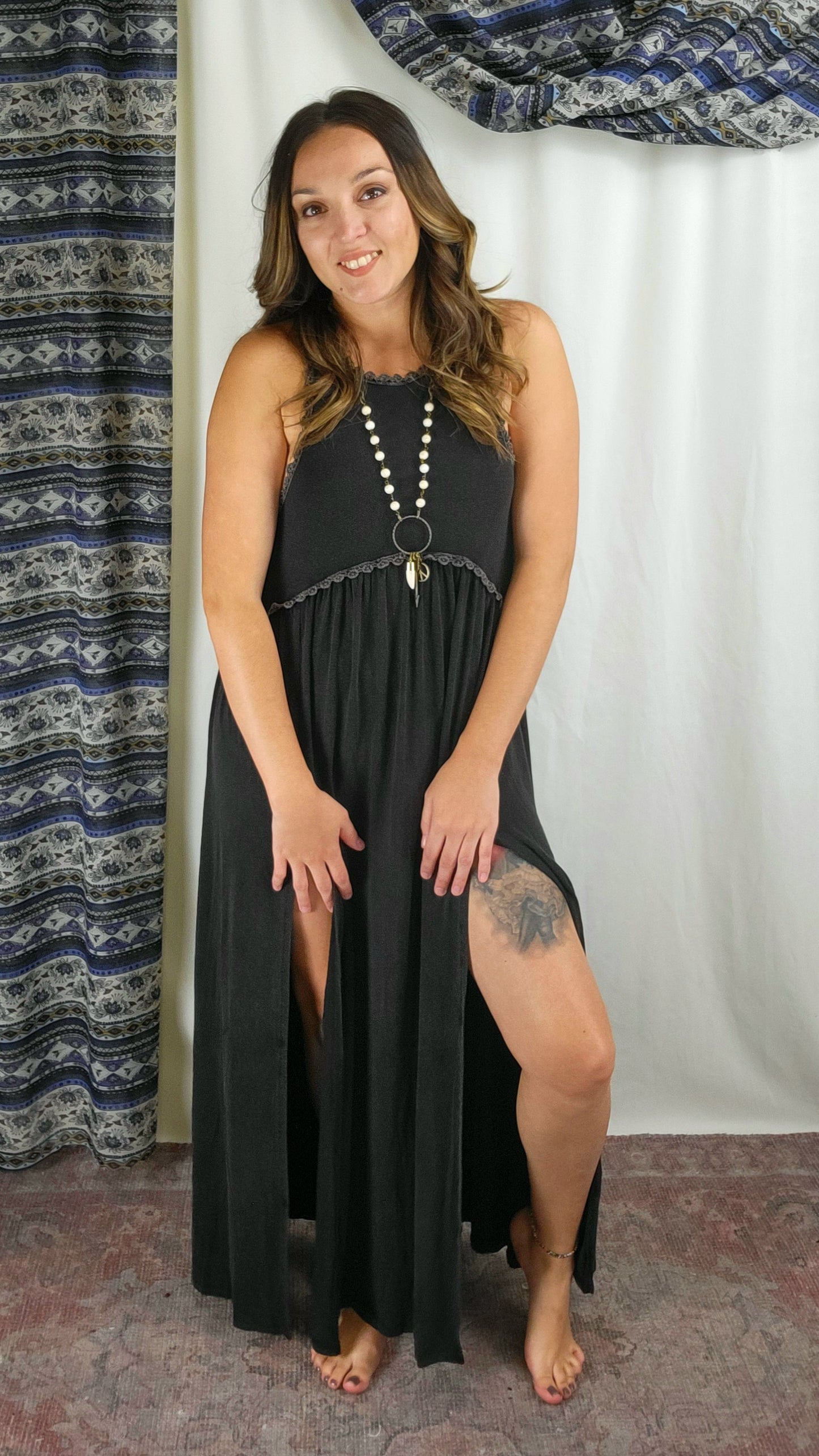 Babydoll Slit Maxi Dress