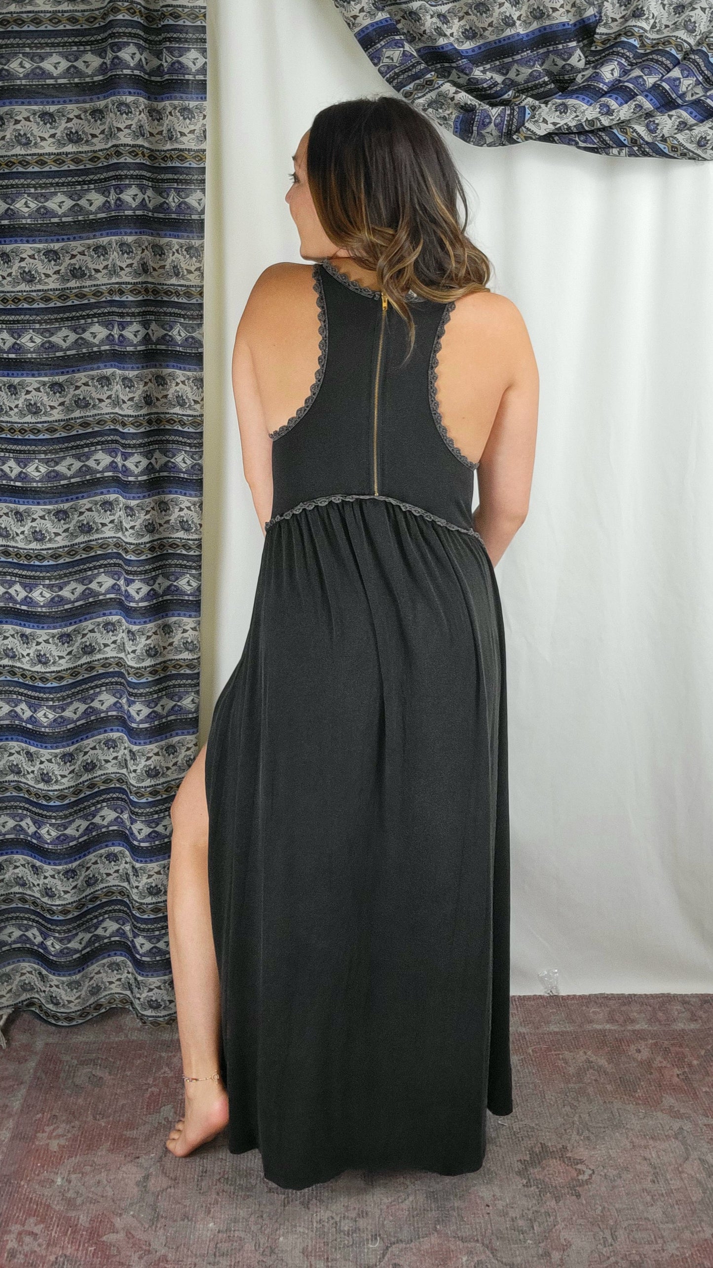 Babydoll Slit Maxi Dress