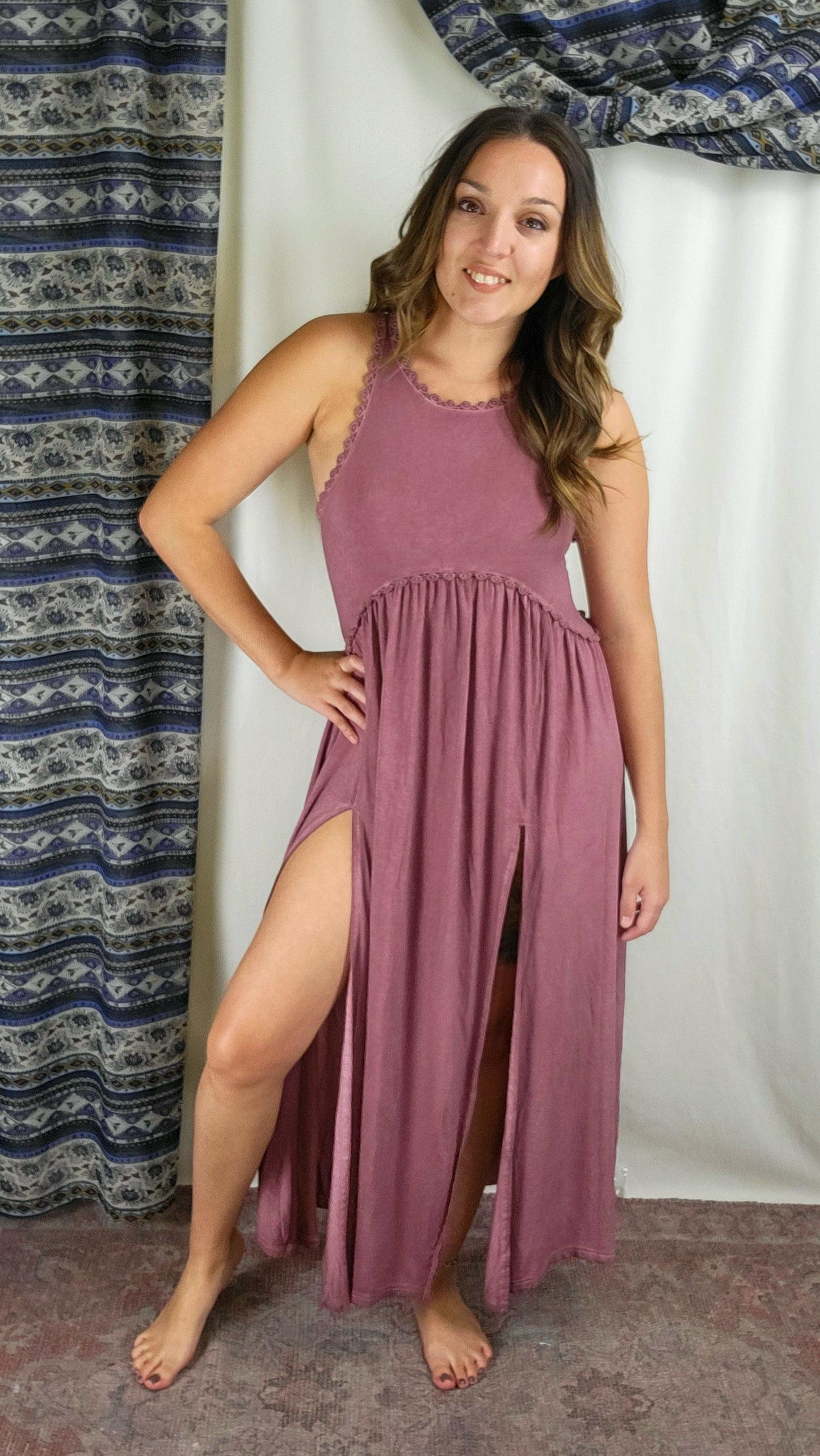 Babydoll Slit Maxi Dress