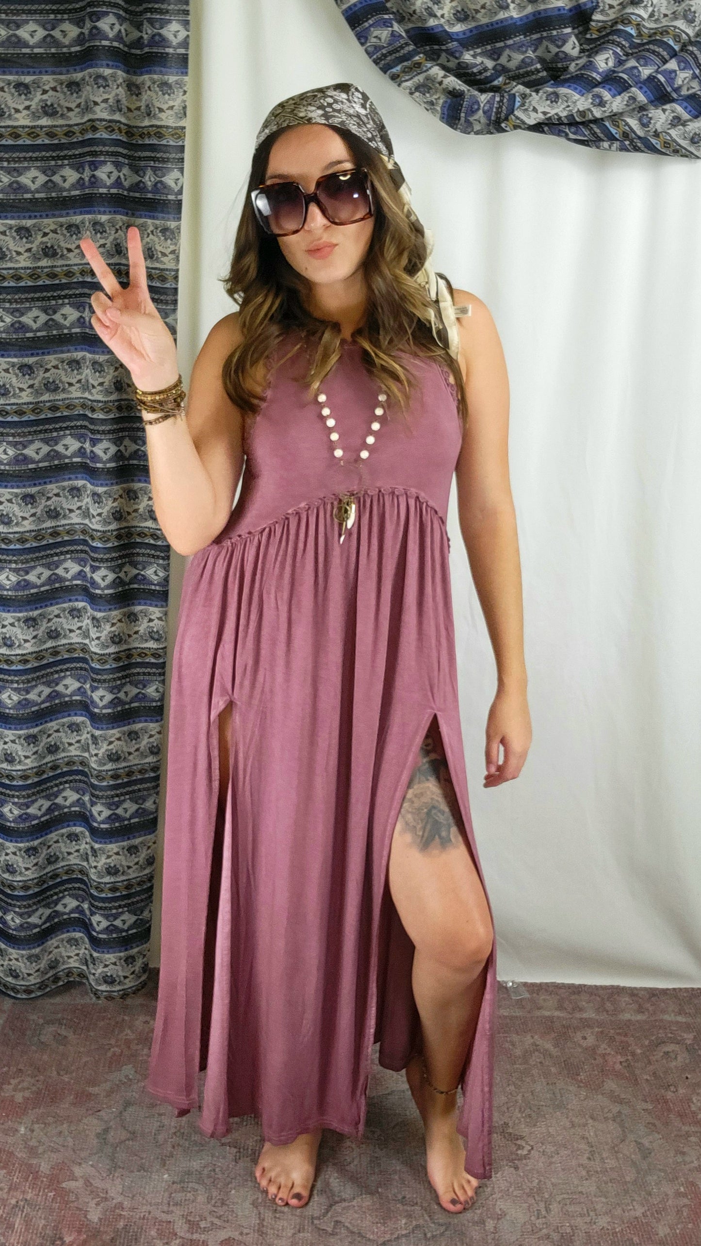 Babydoll Slit Maxi Dress