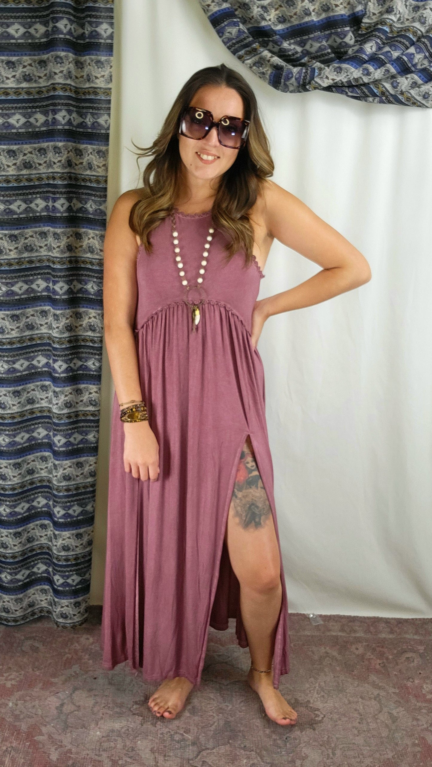 Babydoll Slit Maxi Dress