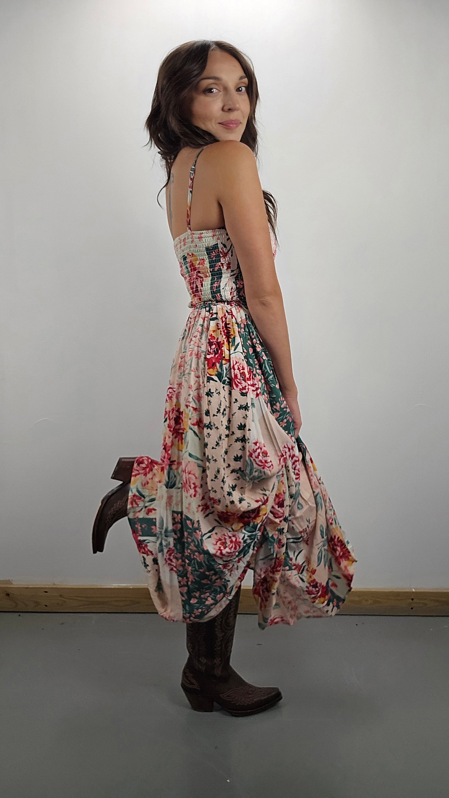 Floral Patchwork Midi Dress