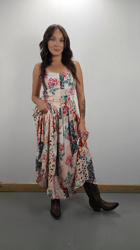 Floral Patchwork Midi Dress