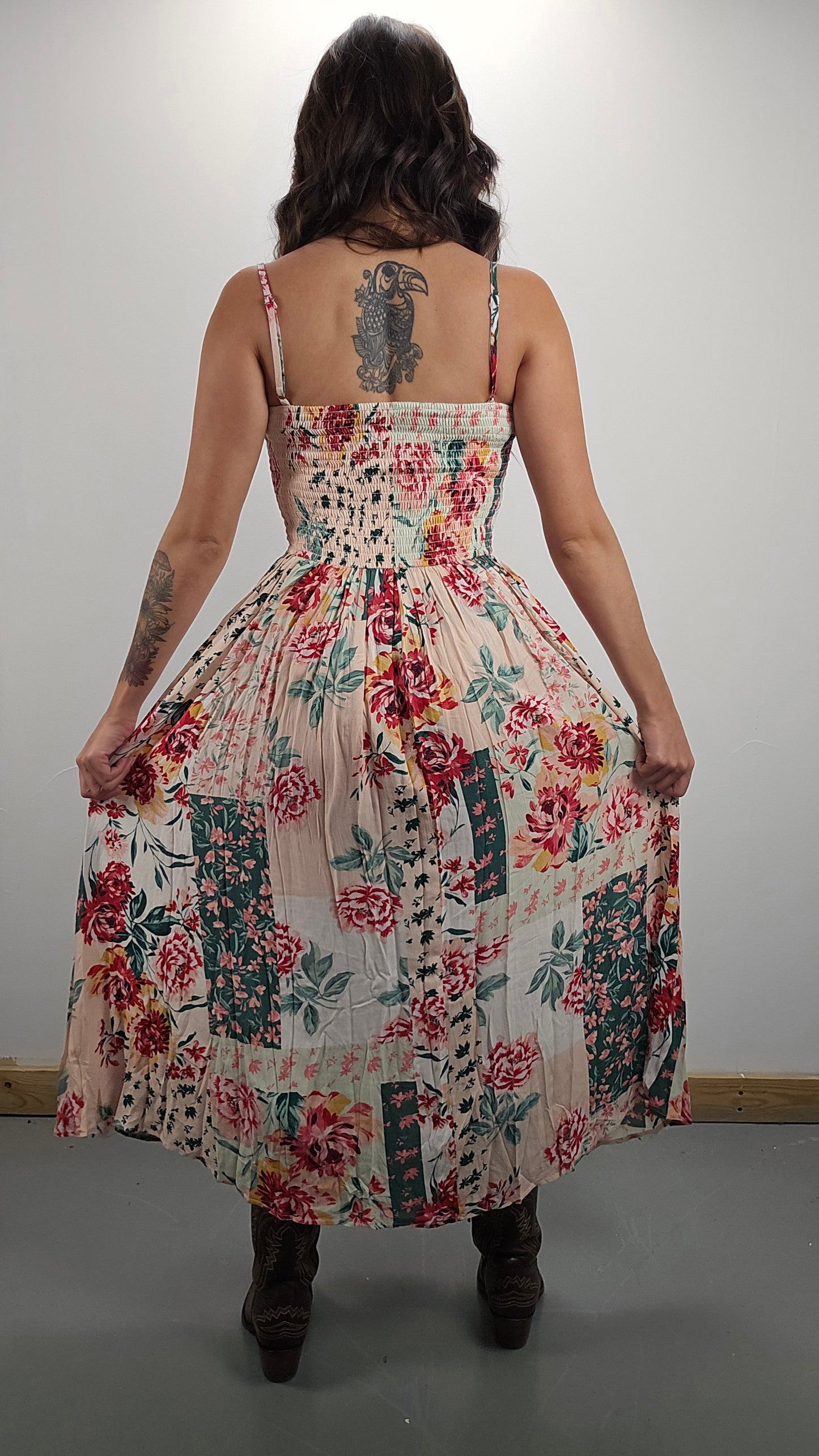 Floral Patchwork Midi Dress