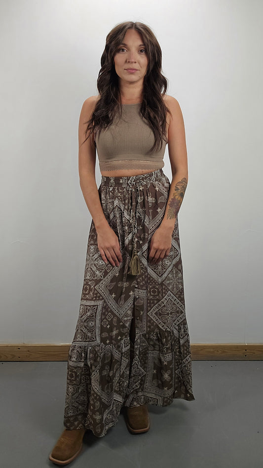 Boho Print Maxi Skirt