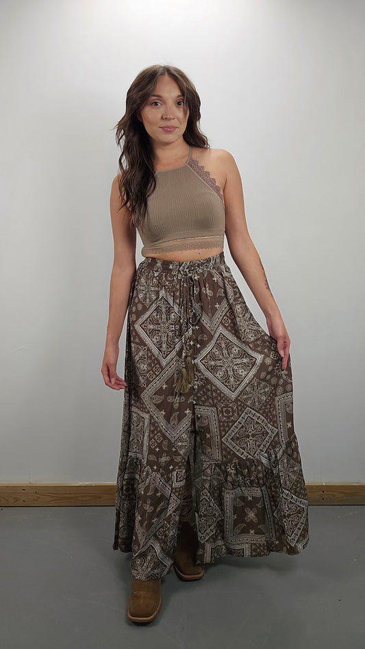 Boho Print Maxi Skirt