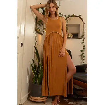 Easy Living Babydoll Slit Maxi Dress - POL