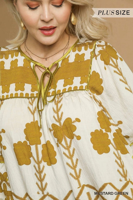 Golden Grove Tiered UMGEE Boho Mini Dress - PLUS