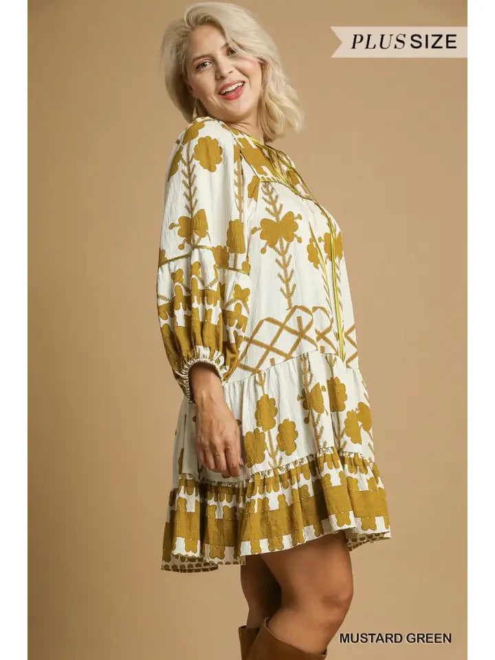 Golden Grove Tiered UMGEE Boho Mini Dress - PLUS