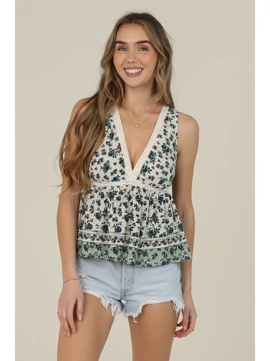 Bluebell Lace Open Tie Back Tank