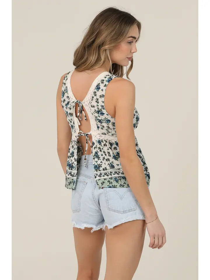 Bluebell Lace Open Tie Back Tank