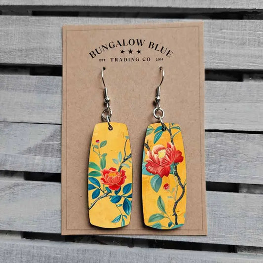 Yellow Summer Floral Dangle Earrings