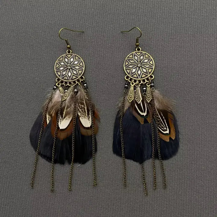 Feather Chain Fridge Earrings