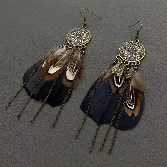 Feather Chain Fridge Earrings
