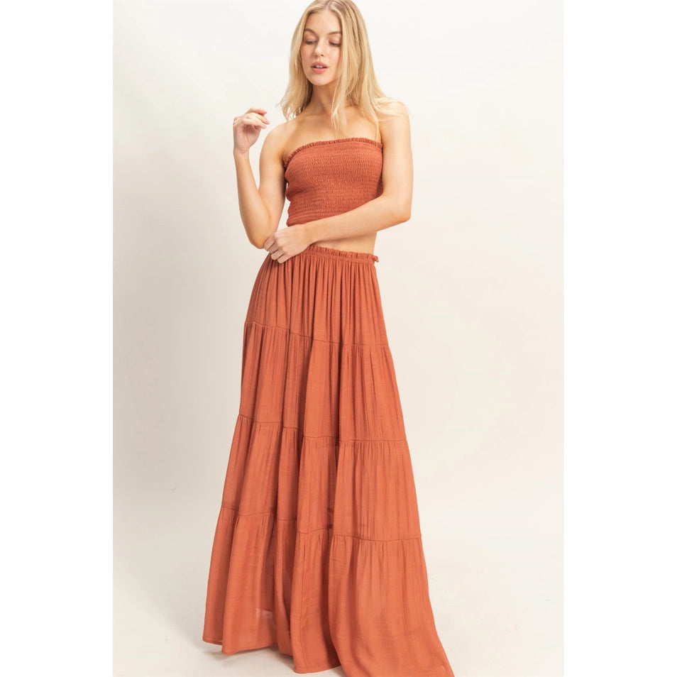 Canyon Breeze Smocked Two Piece Skirt Set