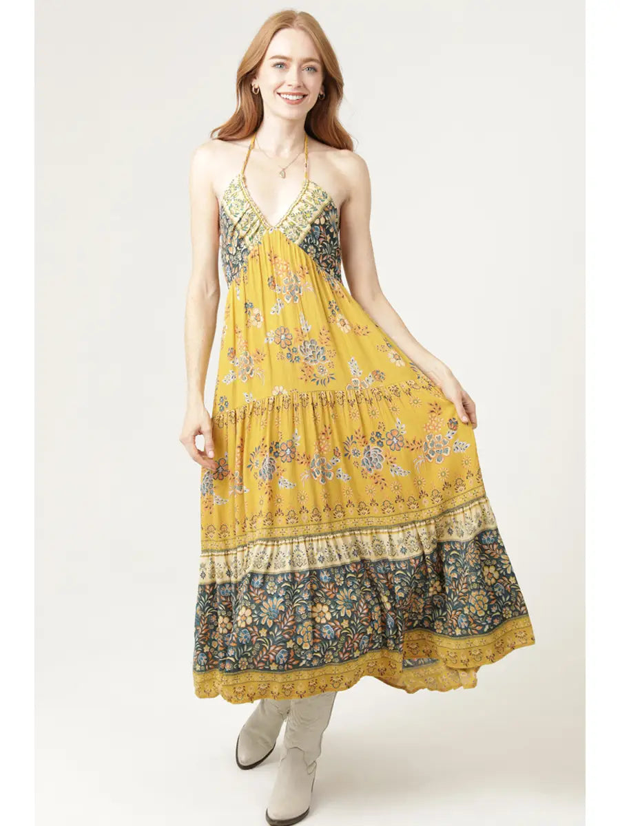 Golden Hour Halter Midi Dress