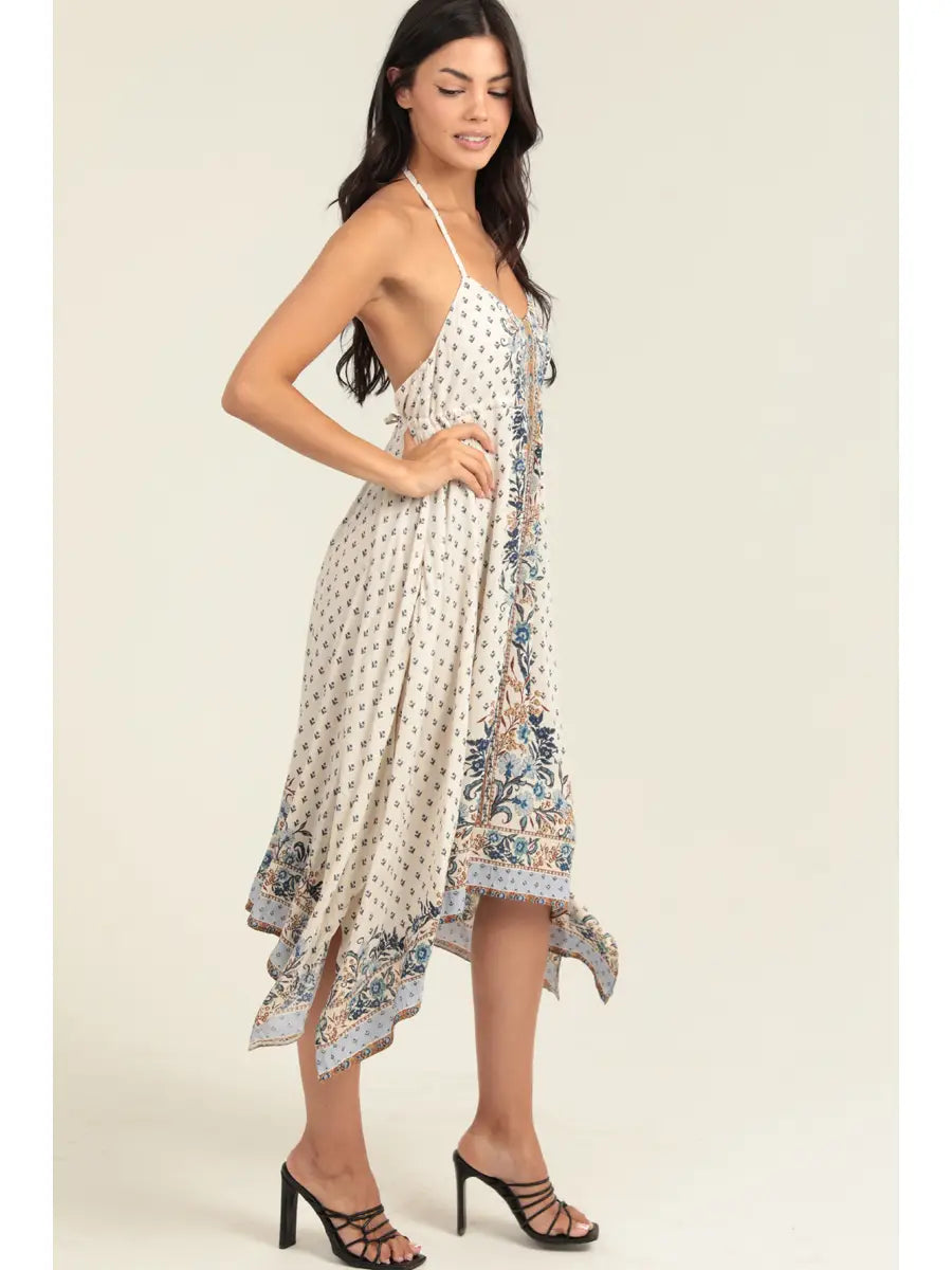 Blue Skies Halter Midi Dress