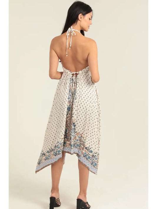 Blue Skies Halter Midi Dress