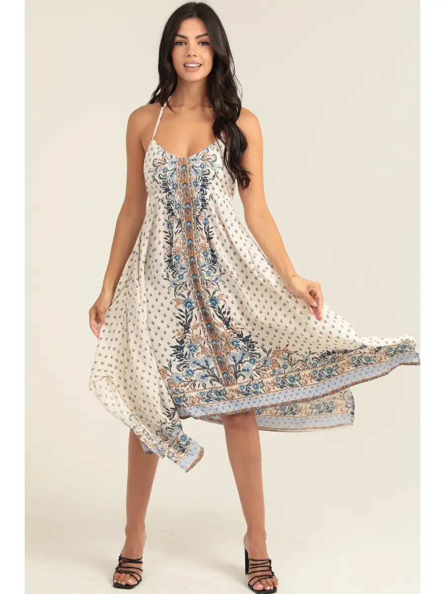 Blue Skies Halter Midi Dress
