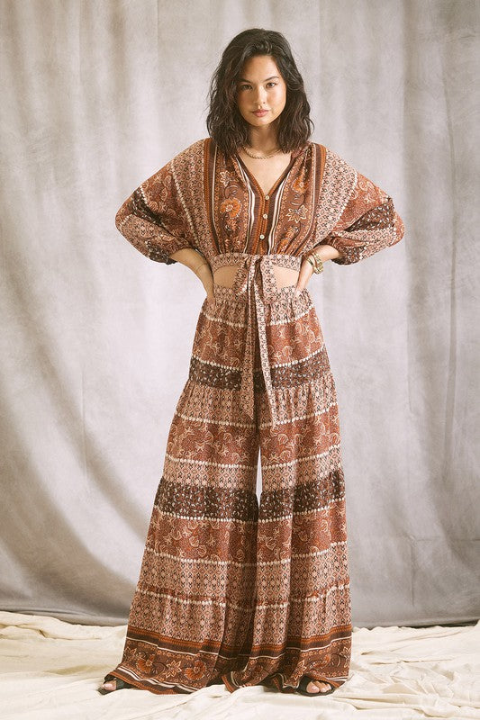Playing In The Band Wide Leg Printed Jumpsuit