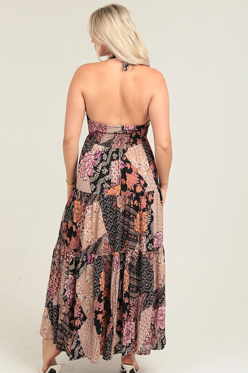 Midnight Patchwork Maxi Dress
