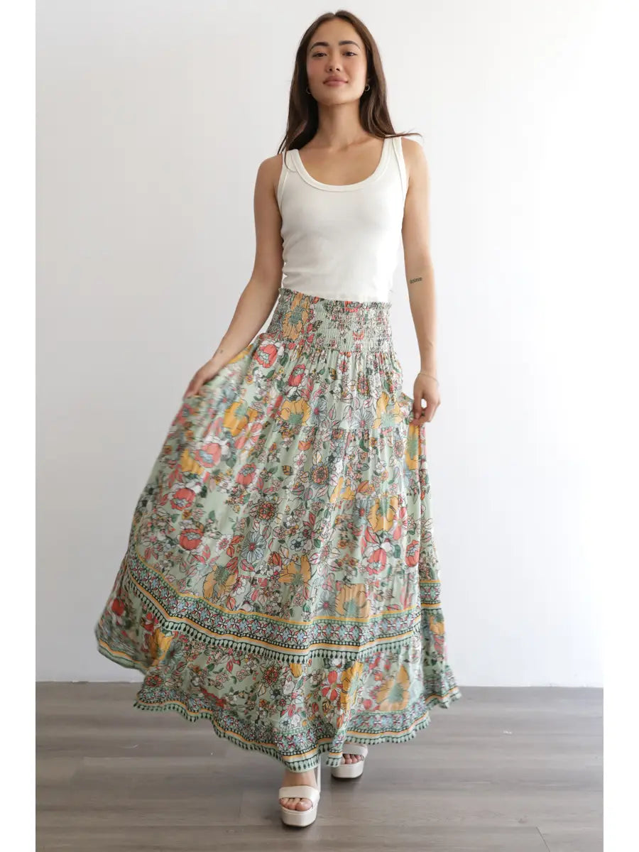 Stay Grounded Floral Maxi Skirt
