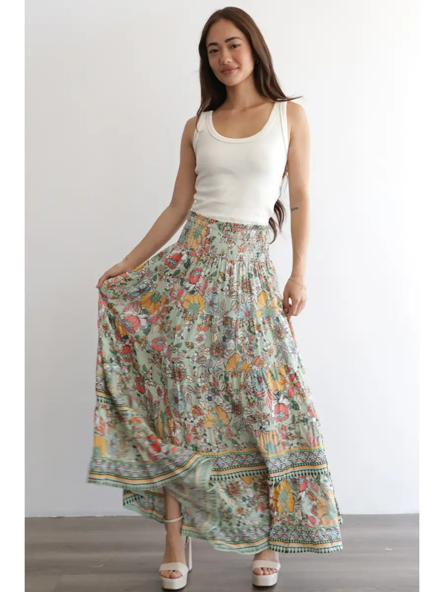 Stay Grounded Floral Maxi Skirt