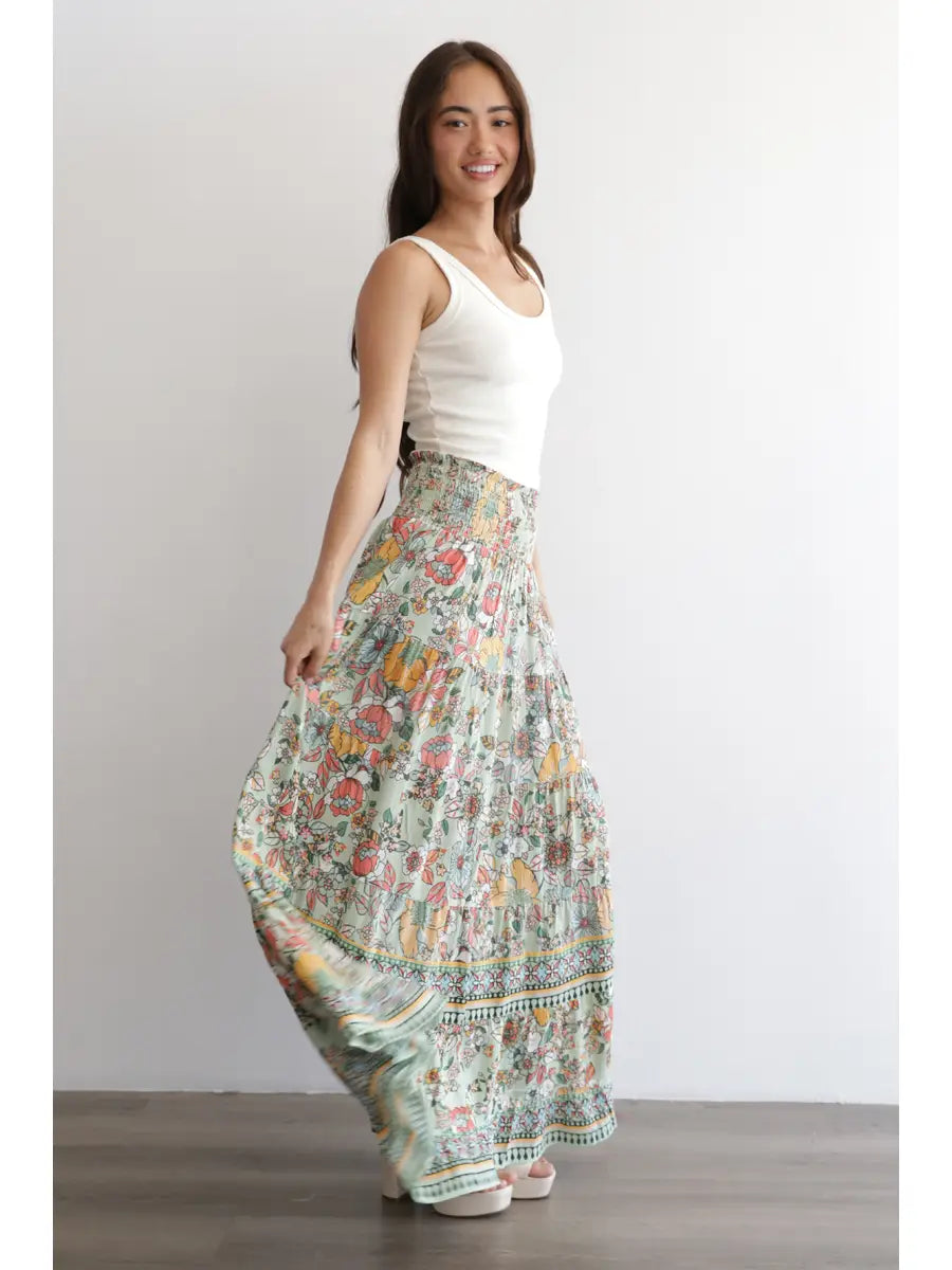 Stay Grounded Floral Maxi Skirt